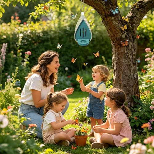 Hábitat de mariposas de madera para jardín con depósito de agua exterior 4