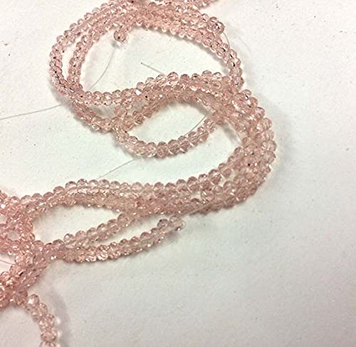 LKBEADS Różowe Quart fasetowane okrągłe szklane koraliki, kamień kwarcowy, szklany kamień, szklane fasetowane okrągłe koraliki, agat luźny kamień szlachetny, sznurek 3-4 mm 33 cm