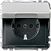 Produktbild Merten MEG2310-4146 SCHUKO-Steckdose mit Klappdeckel, BRS, Steckklemmen, Edelstahl, System Fläche