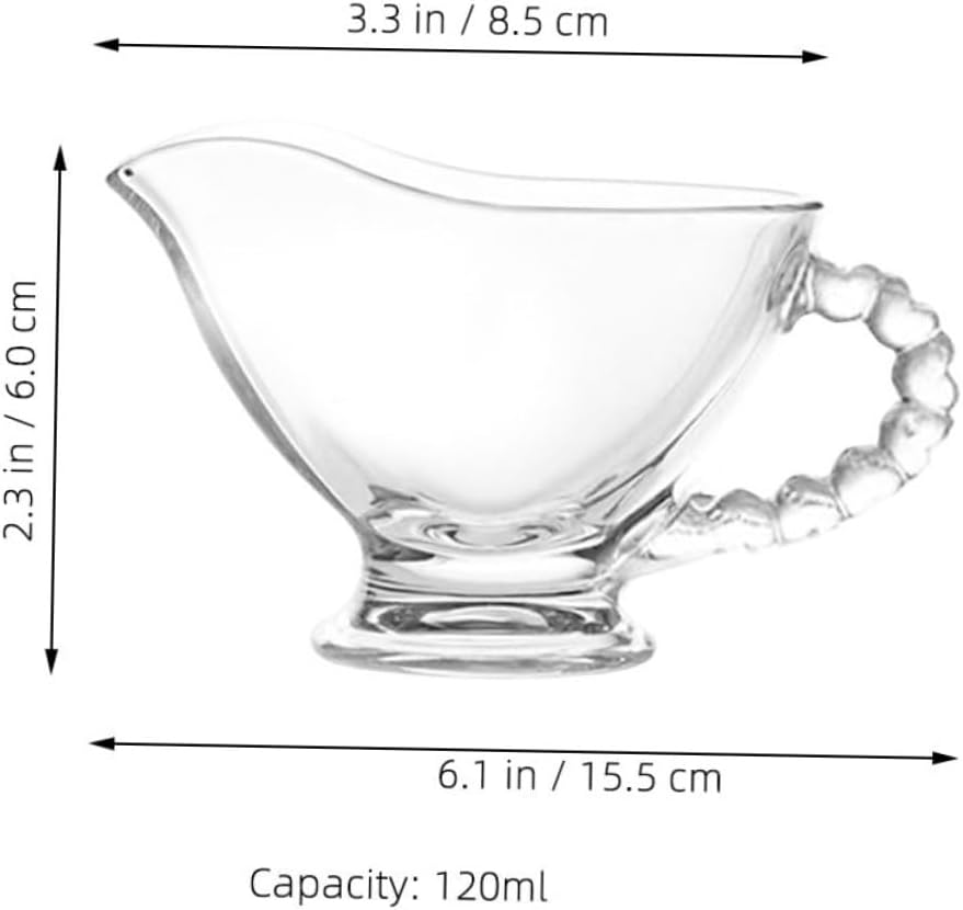 Amosfun Glass Gravy Boat with Handle Clear Glass Sauce Dispenser for Milk Cream Dressing Serving Bowl for Home Restaurant Use