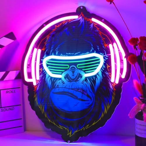 ENUOLI Orang-Utan-Neonschilder, UV-bedruckte Neonlichter, LED-Orang-Utan-Neonlicht für die Männerhöhle, Neonschild für die Spielzimmerdekoration Kunst-Wanddekoration