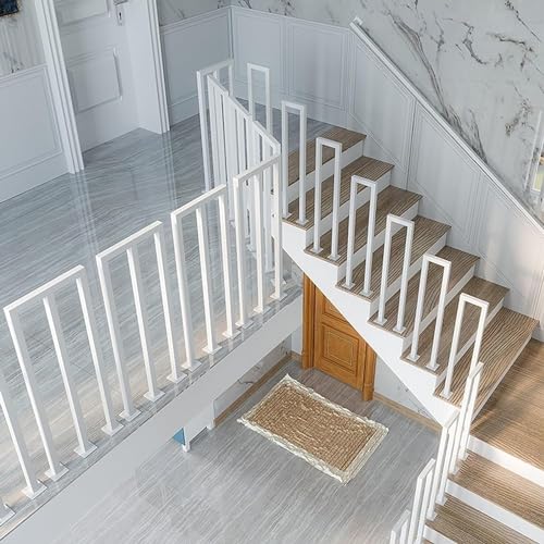 Barandilla de escalera en U blanca de 35 cm para pasillos de áticos 7