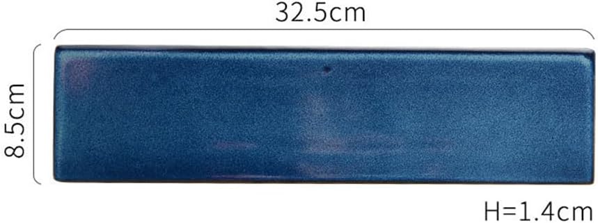 Veemoon Japanese Style Rectangular Blue Sushi Plate Ceramics Serving Dish Platter for Parties