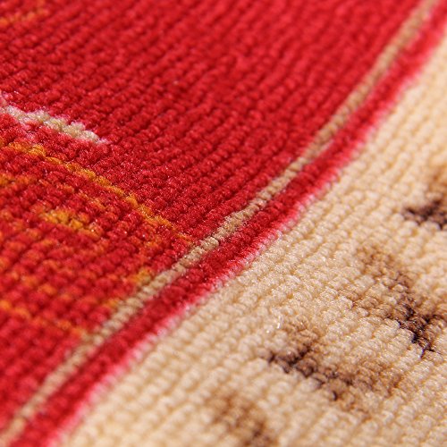 Carvapet Non-Slip Kitchen Mat Set Rubber Backing Doormat Runner Rug Set, Rose Design (Red 15