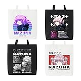 [向阳] よふかしのうた 七草ナズナ トートバッグ 痛バ キャンバス エコバッグ 同人 ショルダーバッグ 肩掛け 手提げ袋 買い物 通学 通勤 応援小物 非公式 (ブラック1) [並行輸入品]