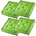 Gräfenstayn® Set di 4 Cuscini per Sedia 40x40x8cm da Interni ed Esterno in 100% Cotone - Colori Diversi - Imbottitura Spessa Cuscino Trapuntato/Cuscino da Pavimento (Verde Mela)
