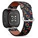 CJBROES Replacement Leather Watch Band, Compatible with Fitbit Versa 3 and Fitbit Sense of Wristband Bracelet Accessory - Colorful Autumn Rowan