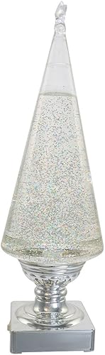 Miniatura 3 de Kurt Adler - Árbol de luz de lava a pilas, 14 pulgadas, transparente y plateado