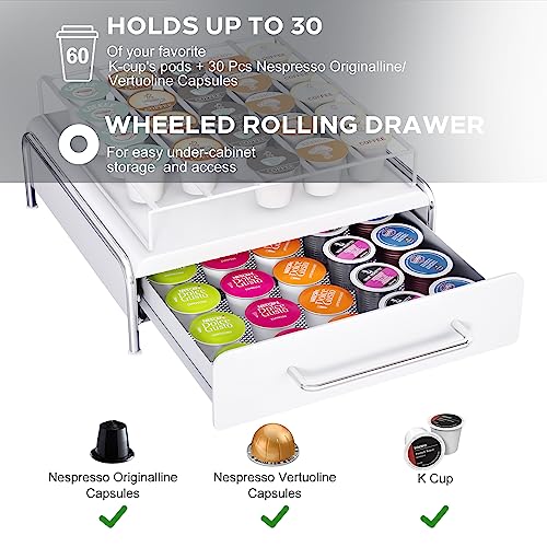 60 Pcs K Cup Holder Nespresso Pods Holder Sliding Drawer Compact Kcup Holder Pull Out Coffee Pod Capsule Storage Drawers K Cup Organizer For Home Kitchen Counter #TOP4