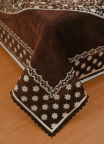 Image of Luxury Velvet Bedsheet - King Size Luxury Bed Sheet - Ultra Soft, Cozy & Warm Bedding for Bedroom - Hypoallergenic & Elegant Velvet Texture (Crystal 01 Coffee 100X100, Velvet Bedsheet)