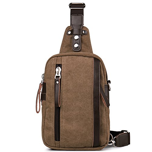 TEEMZONE Spacious Sport Rucksack Shoulder Backpack Sling Chest Hiking Bag Cross Body Bags for Camping Gym Cycling Biking School Bag Small Backpack(brown)