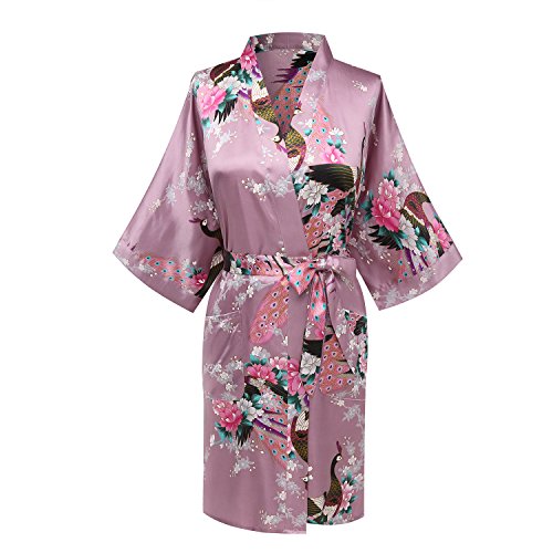 Women's Satin Floral Bridal Kimono Robe