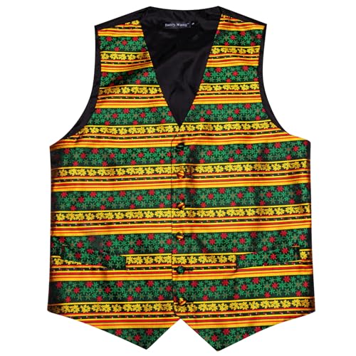 Image of Barry.Wang Mens Red /Green Christmas Suit Vest Holiday Xmas Waistcoat Tie Set Party Tuxedo