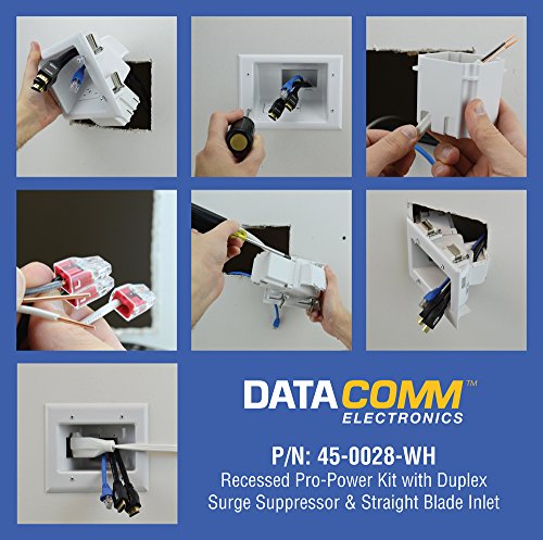 Data Comm Electronics 45-0028-Wh Recessed Pro-Power Kit With Duplex Surge Suppressor And Straight Blade Inlet, White #TOP7