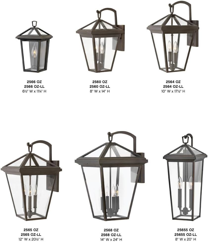 Hinkley Alford Place 2566OZ-LL Extra Small Outdoor LED Wall Mount Lantern, Die Cast Aluminum Frame, Sealed Clear Glass, Dimmable, Oil Rubbed Bronze