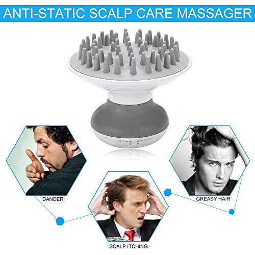 Electric Head Massager, Anti-Static Scalp Massage Relaxation Stress Relief Hair Scrubber Brush Household Mini Massager #TOP4