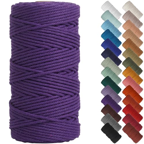 NOANTA Dark Purple Macrame Cord 3mm x 220yards, Cotton Rope Macrame Yarn