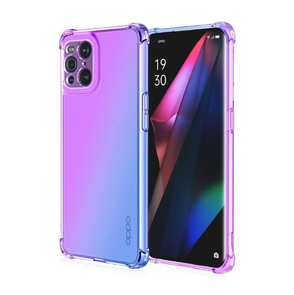 HONLEN Custodia per OPPO Find X3 Neo Case, (6.55 Inches) Trasparente Sfumato TPU Silicone Progettata, 4 Angoli rinforzati Case