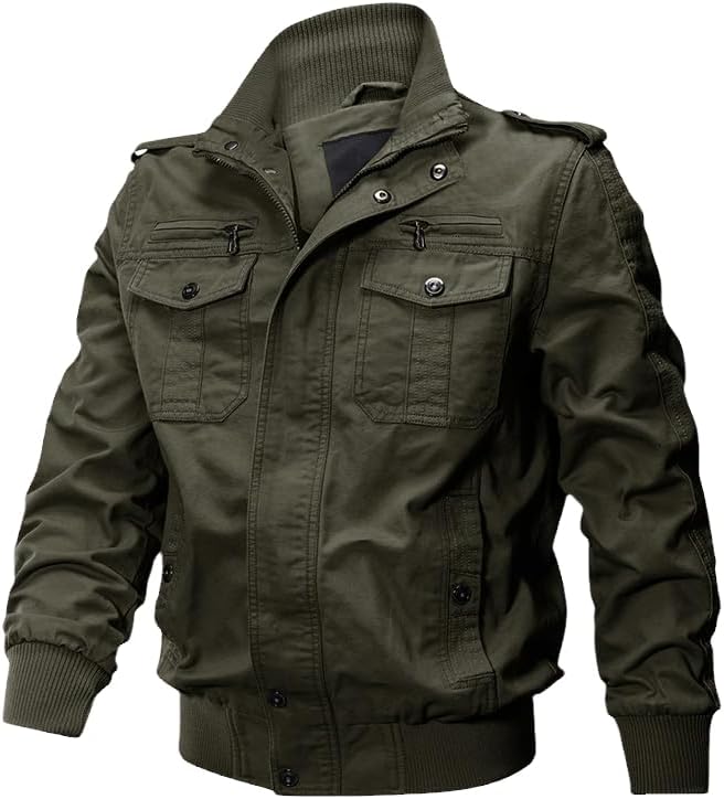 CJQJPNZ Winter Military Jacket Men Multi-Pocket Bomber