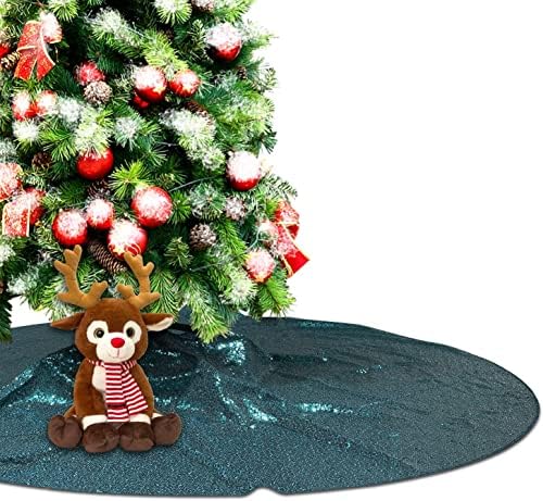 Eternal Beauty 127cm Round Sequin Tree Skirt Xmas Tree Ornament for Christmas Holiday Decoration(50 inches,Red)