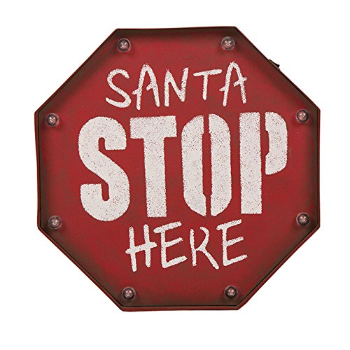 Glitzhome Marquee Lighted Up Santa Stop Sign Christmas Ornaments Led Christmas Table Decor Sign For Holiday Party Home Decoration #TOP1