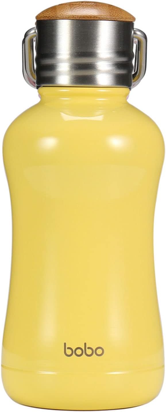 YOHKOH Mini Insulated Water Bottle With Bamboo Lid – 8.8oz Small Vacuum Insulated Water Bottle for Women Kids, 12 Hrs Hot & 24 Hrs Cold Stainless Steel Thermos Leak-Proof BPA-Free (8.8oz,Yellow)