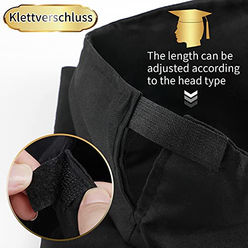 KEELYY Bachelor Hut Unisex Doktorhut Graduation Cap Verstellbar Bachelor Abschluss Hut für Abschlussfeiern vom Studium, Universität, Hochschule, Abitur - Absolventenhut in Schwarz