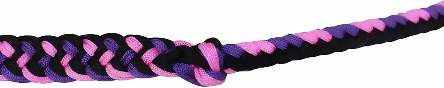 CHALLENGER Horse Roping Knotted Tack Western Barrel Reins Nylon Braided Pink Purple 607308
