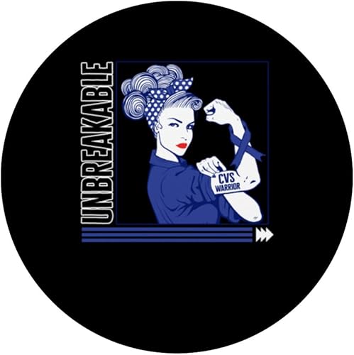 Miniatura 3 de Cyclic Vomiting Syndrome CVS Warrior Unbreakable Blue Ribbon PopSockets Swappable PopGrip