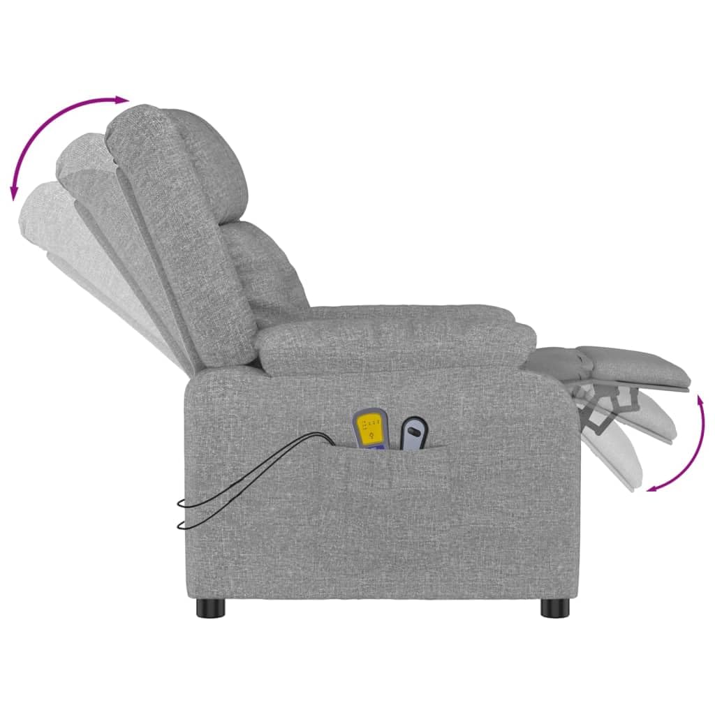 vidaXL Sillón de Masaje eléctrico Tela Gris Claro