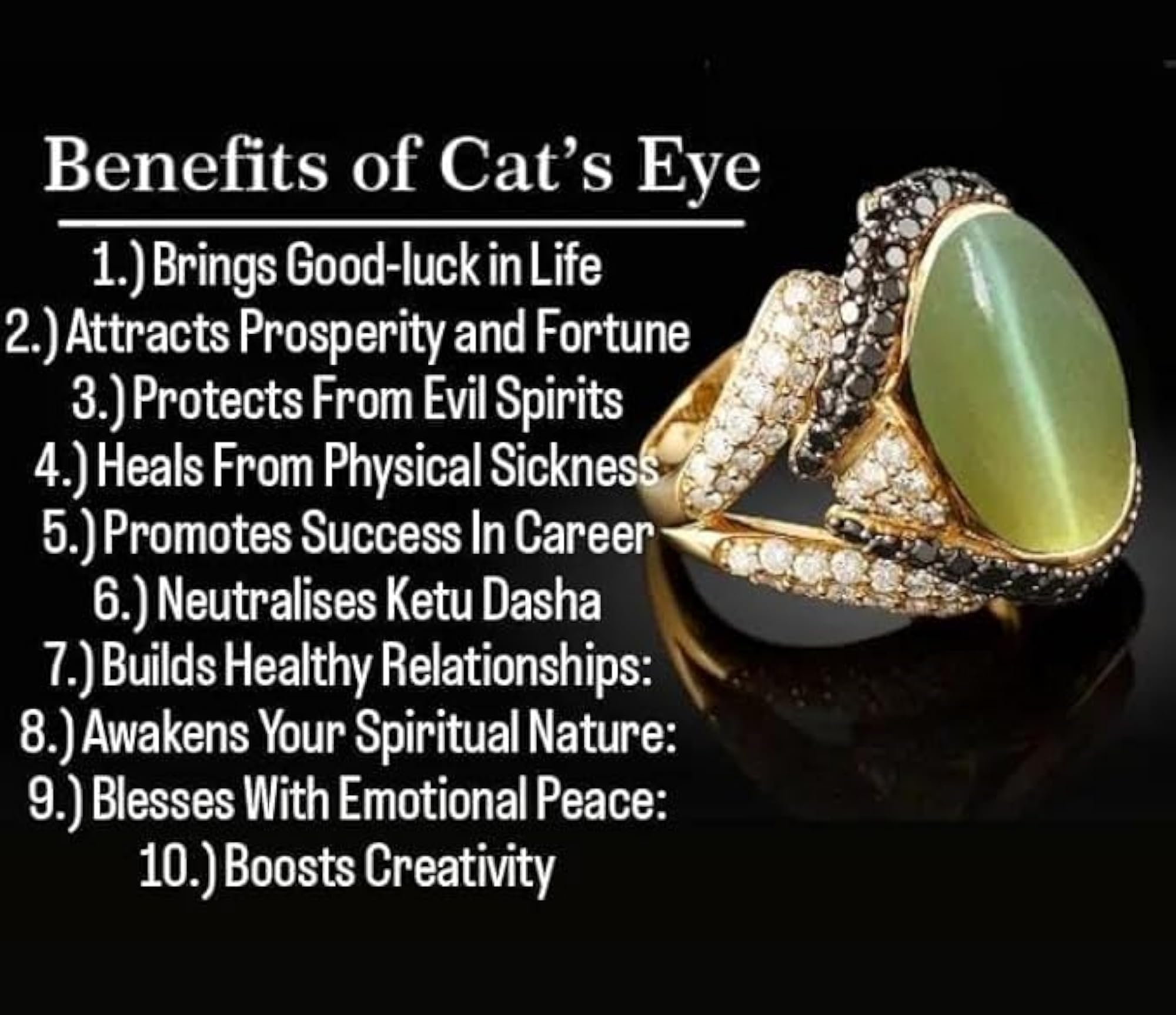 7.25 Ratti Cats Eye Adjustable Ring, Lab Certified