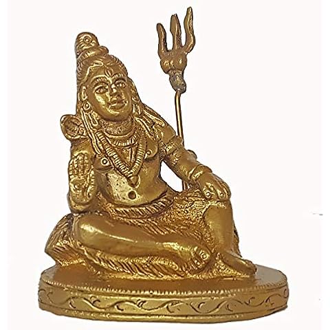 CollectionsAroundTheWorld 3x3 Shankar Bhagwan with Trishul Shiv Shivji Shiva Mahadev Mahadeva Bholenath Mahesha Hindu Solid Brass Metal Statue Sculpture Idol for Health Wealth Prosperity & Happiness Cover