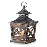 Nuptio Wooden Candle Lanterns Decorative 10.6in Height Rustic Hanging Pillar Candle Holder Farmhouse Lantern for Tabletop Display Wedding Party Centerpiece Garden Decor Indoor Outdoor Use