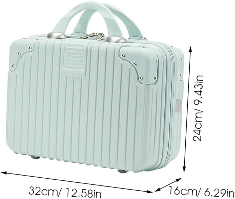 Cosmetic Suitcase Box Portable Makeup Storage Organizer for Travel Retro Mint Green Makeup Case for Women Material Fine Workmanship for Home Office and School Use