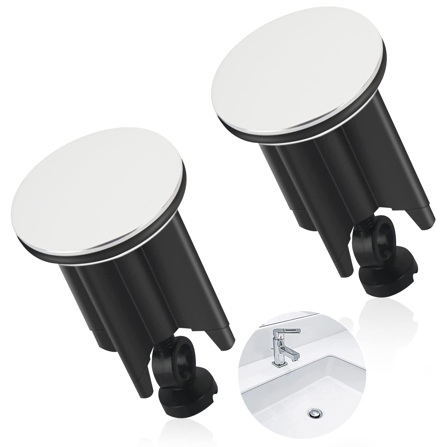 Vasca Da Bagno Set Tappi Scarico In Silicone - 4 Pezzi Con Filtri Per Capelli, Universali Tappo Lavandino Cucina - Foto 2