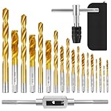 21PCS Métriques Forets et Tarauds, Jeu de Tarauds à Filetage avec 9 Tarauds M2-M12, 9 Fo...