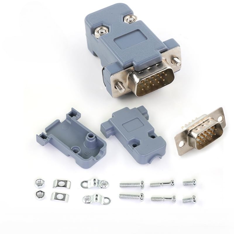 10PCS DB9 Adapter Connector Core RS232 Serial COM Plug Connectors Ho/*le/pin DB15 Female Male Port Socket D Sub DP9 Plastic Case(DB15 Male Golden8)