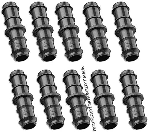 Suinga 100 Pack 16mm Drip Irrigation Link - Polypropylene, Black, Black/White