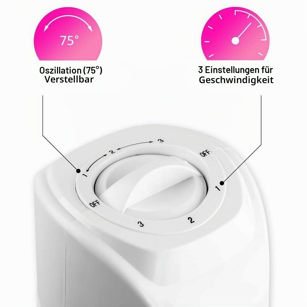 Bakaji – Turmventilator für den Boden, oszillierend mit 3 Geschwindigkeiten und 3 Schwenkmodi, leiser Betrieb, 45 W Leistung, 78 cm Höhe, elegantes Design, Farbe Weiß