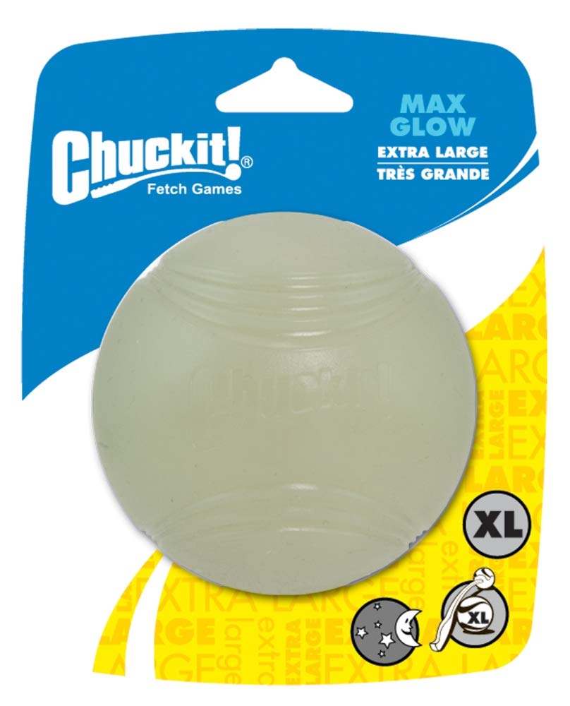 Produktbild von Chuckit! Max Glow Ball Für Hunde, 9 Cm Durchmesser, Phosphoreszierend – Leuchtender Gummi-Ball Für Nacht-Spiele