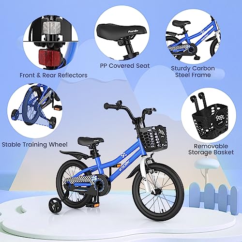 Image of BABY JOY Kids Bike, 12 14 16 18 Inch Boys Girls Bike for 3-8 Years w /Training Wheels, 20 Inch Children Bicycle for 8+ Teens w /Kickstand, Handbrake, Coaster Brake & Removable Basket, Sporty Bicycle