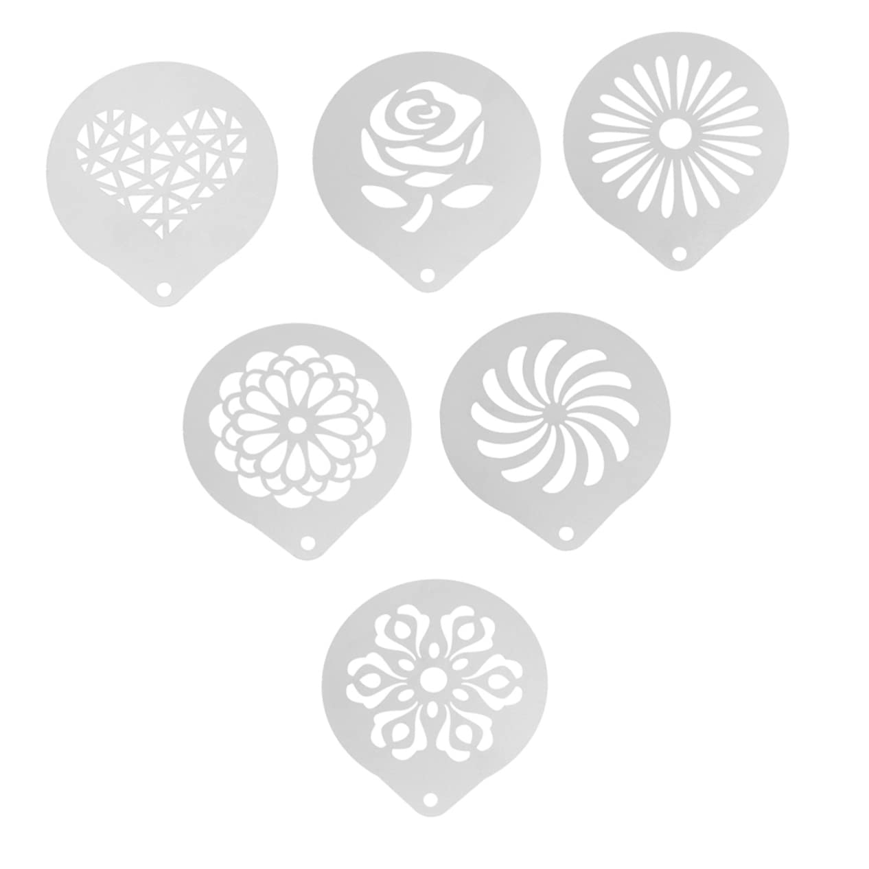 ABOOFAN Pc Set Coffee Latte Art Stencils Stainless Steel Cappuccino Decorating Templates