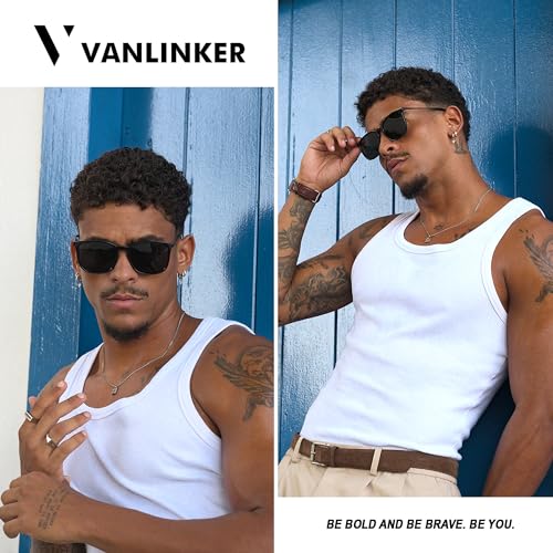 VANLINKER Vintage Square Polarized Sunglasses Men Women Classic Trendy Rectangle Metal Frame Sun Glasses VL97713