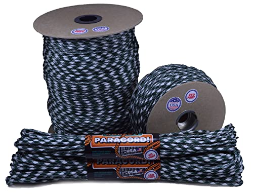 Bored Paracord - 1', 10', 25', 50', 100' Hanks & 250', 1000' Spools of Parachute 550 Cord Type III 7 Strand Paracord Well Over 300 Colors - Shamrock Frost - 250 Foot Spool