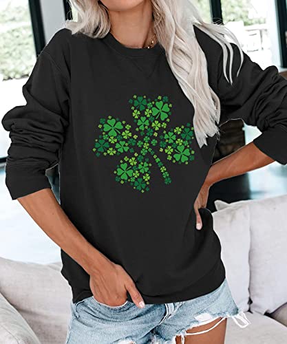 Image of Women's St Patrick's Day Shamrock Sweatshirt Irish Shirts Pullover Top Cute Long Sleeve Holiday Outfit & Gift