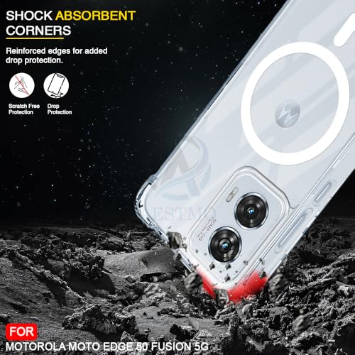 Image of AESTMO Clear Back Cover for Moto Edge 50 Fusion /Moto G85 5G | 360 Protection | Transparent Back Cover (PC + TPU, Compatible with MagSafe Accessories, Transparent Bumper)