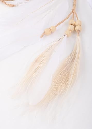 Miniatura 5 de Jumwrit Diadema de plumas bohemias, tocado gitano indio, diadema ajustable con borla, accesorios hippie para mujeres y niñas