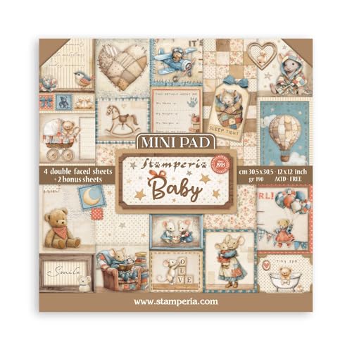 Stamperia - Mini Pad for Scrapbooks, Albums, Cards, Bullet Journals and More, Acid Free, Double-Sided, Perfect for Hobbies, Crafts, and Gifting (6 Sheets)...