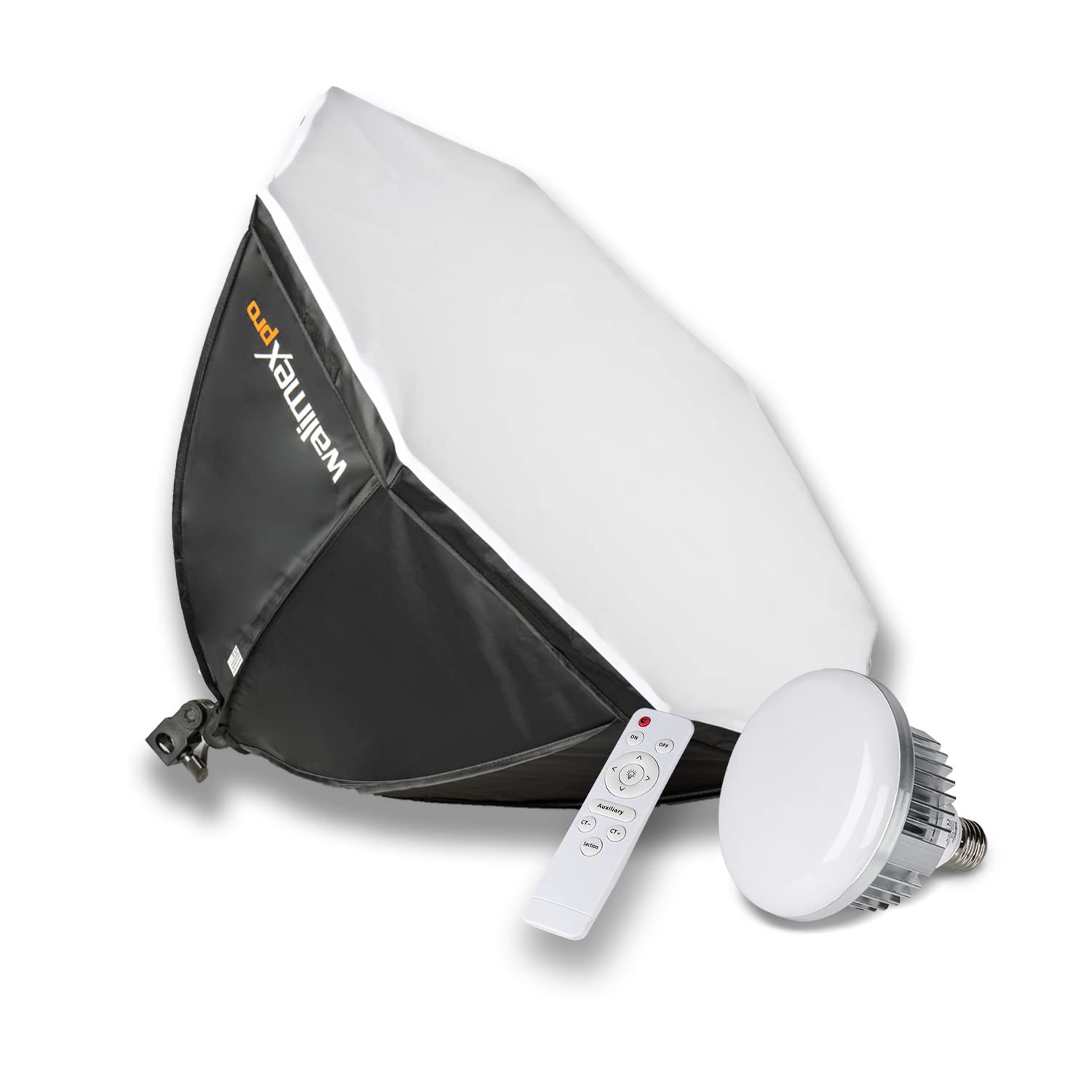 Walimex pro Softbox Octagon Ø65cm 60W Bi Color LED I Incluye Difusor & Mando a Distancia I Temperatura de Color de 3.000 – 6.000 K I para Fotos y vídeos Profesionales I Inclinable, Alta precisión de