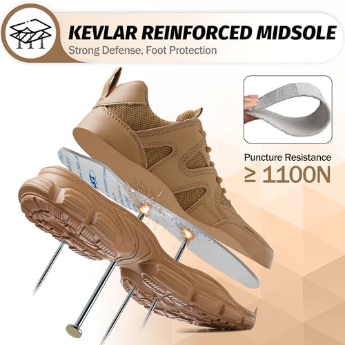 Image of Breathable Steel Toe Sneakers for Women Lightweight Puncture Proof Work Shoes Non Slip Safety Tennis Shoes Comfortable for Construction Industrial Warehouse